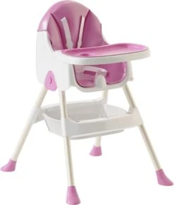 K IKIDO Kinderstoel 3 In 1 - Baby Eetstoel - Inklapbare Eetstoel - Verstelbaar Baby Stoel - Kinderzetel - Uitneembaar Lederen Kussen - Stille Antislip Stoelpoten Om De Vloer Te Beschermen - 5-punts Gordel - Maximale Belasting: 40 Kg