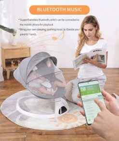 Tissy® Elektrisch Wipstoel - Baby Schommelstoel - Elektrische Babyschommel - Babyswing - Wipstoeltjes Voor Baby Met Klamboe Bluetooth Muziek Grijs 28 Tissy® Elektrisch Wipstoel - Baby Schommelstoel - Elektrische Babyschommel - Babyswing - Wipstoeltjes Voor Baby Met Klamboe Bluetooth Muziek Grijs -Stokke Verkoop 1020x1200