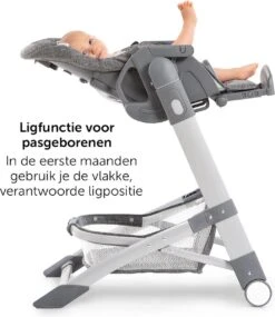 Hauck Grow Up Inklapbare Kinderstoel - Met Ligfunctie En Eetblad - Grijs Melange -Stokke Verkoop 1039x1200