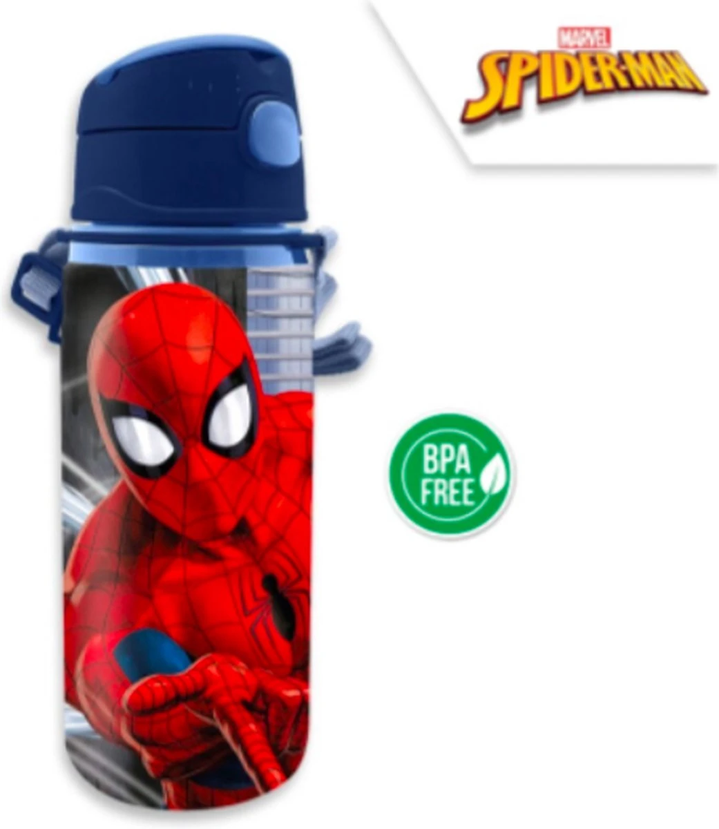 Spider-Man Marvel Spiderman Aluminium Drinkfles Met Handvat - 600 Ml - 22 Cm 4 Spider-Man Marvel Spiderman Aluminium Drinkfles Met Handvat - 600 Ml - 22 Cm - Afbeelding 2