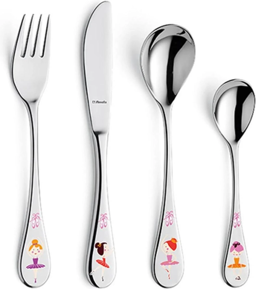 Amefa 4-delige Kinder Bestek Set Ballerina 3 Amefa 4-delige Kinder Bestek Set Ballerina