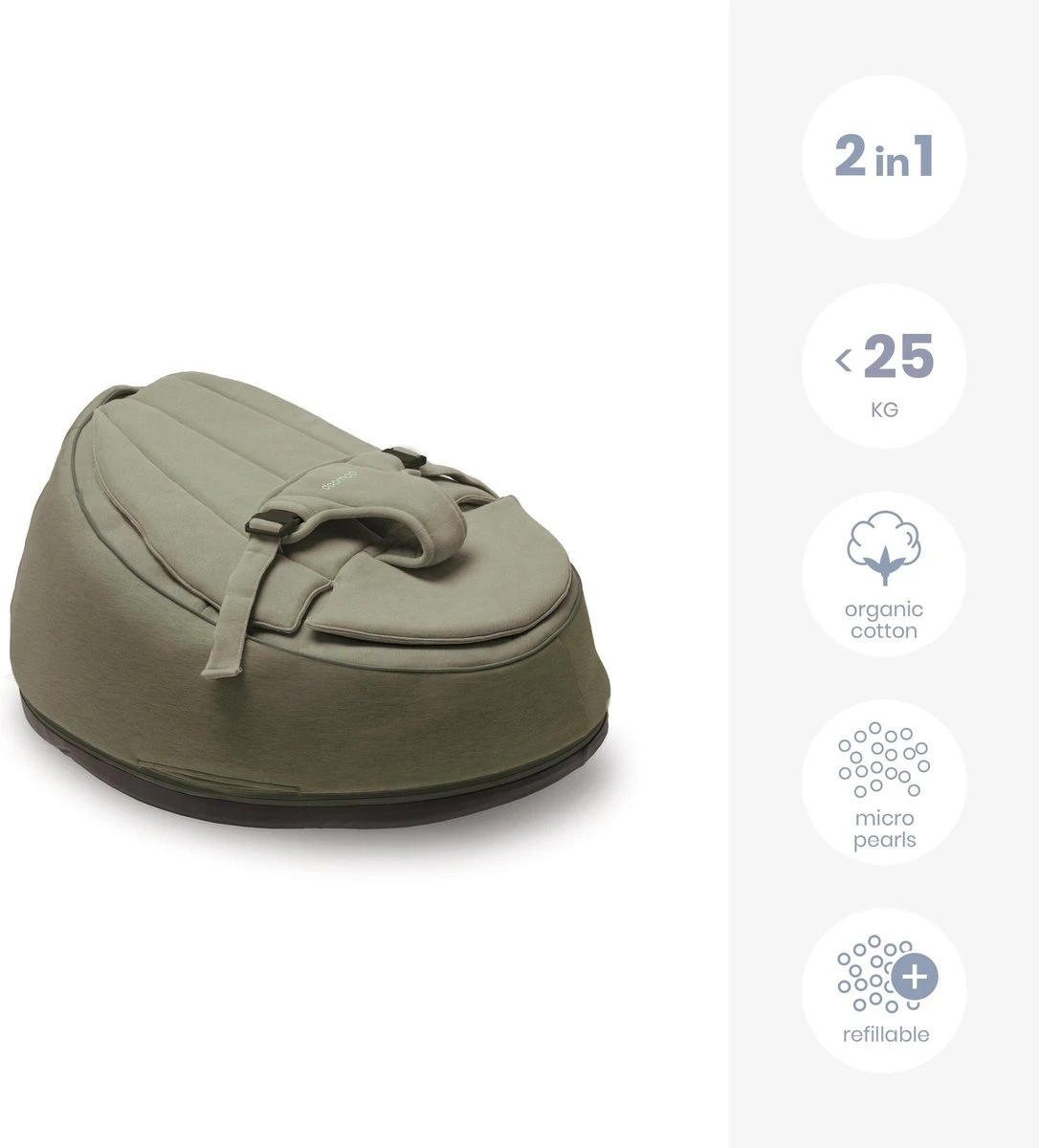 Doomoo - Seat'n Swing - Meegroeiende Poef En Schommelstoel - Kaki 4 Doomoo - Seat'n Swing - Meegroeiende Poef En Schommelstoel - Kaki - Afbeelding 2