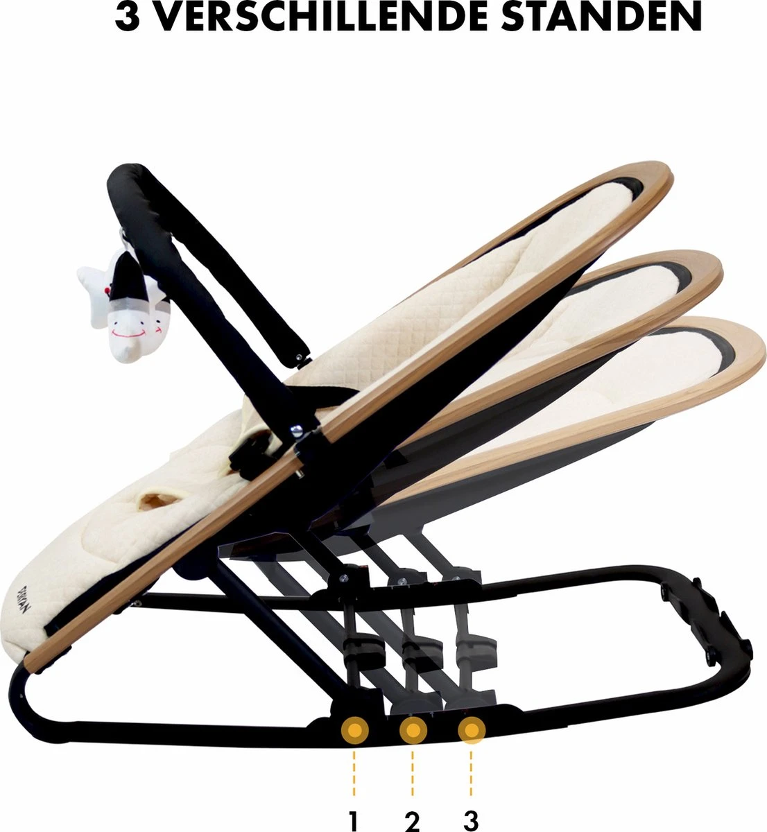 Deryan Rocker Wipstoel - Luxe 2-in-1 - Nougat/Cream 10 Deryan Rocker Wipstoel - Luxe 2-in-1 - Nougat/Cream - Afbeelding 8