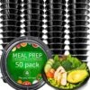 Buxibo - Ronde Maaltijd Meal Prep Containers - Bakjes Rond Met Deksel - Inhoud 900ml - Herbruikbaar Plastic Kunststof - 50 Salade Bakjes - Lunchbox - Diepvriesbakjes - Magnetron Vaatwasser Bestendig - Vershoudbakjes - Plastic Bakjes -Stokke Verkoop 1119x1200 3