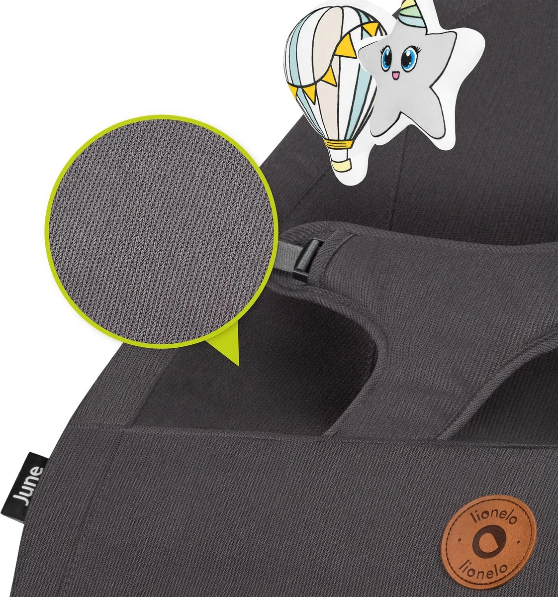 Lionelo June - Babyschommel - Tot 9 Kg - 3-punts Veiligheidsgordels - Lichtgewicht 14 Lionelo June - Babyschommel - Tot 9 Kg - 3-punts Veiligheidsgordels - Lichtgewicht - Afbeelding 12