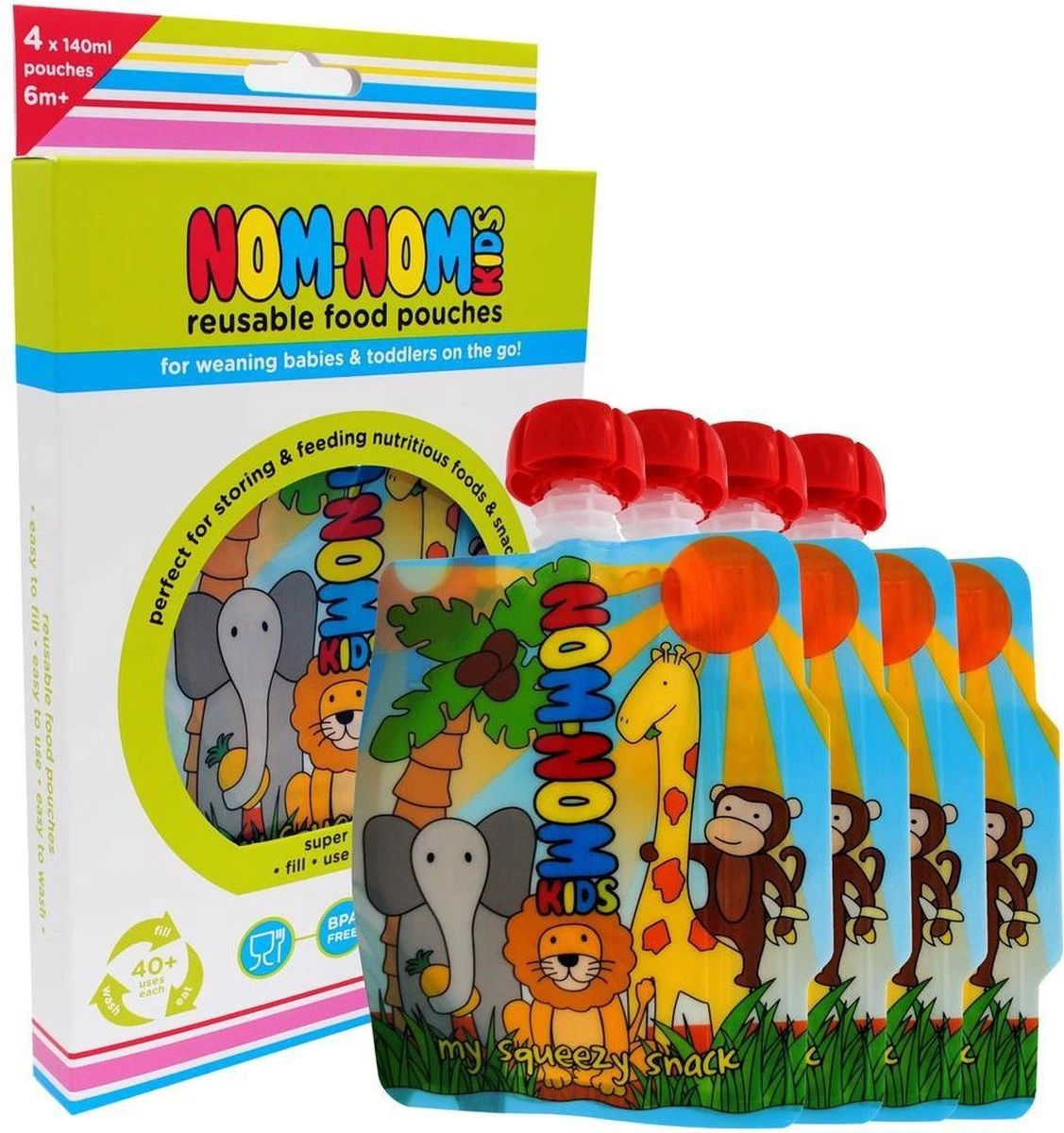 Nom Nom Kids Herbruikbare Knijpzakjes 3 Nom Nom Kids Herbruikbare Knijpzakjes