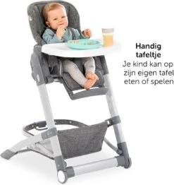 Hauck Grow Up Inklapbare Kinderstoel - Met Ligfunctie En Eetblad - Grijs Melange -Stokke Verkoop 1130x1200