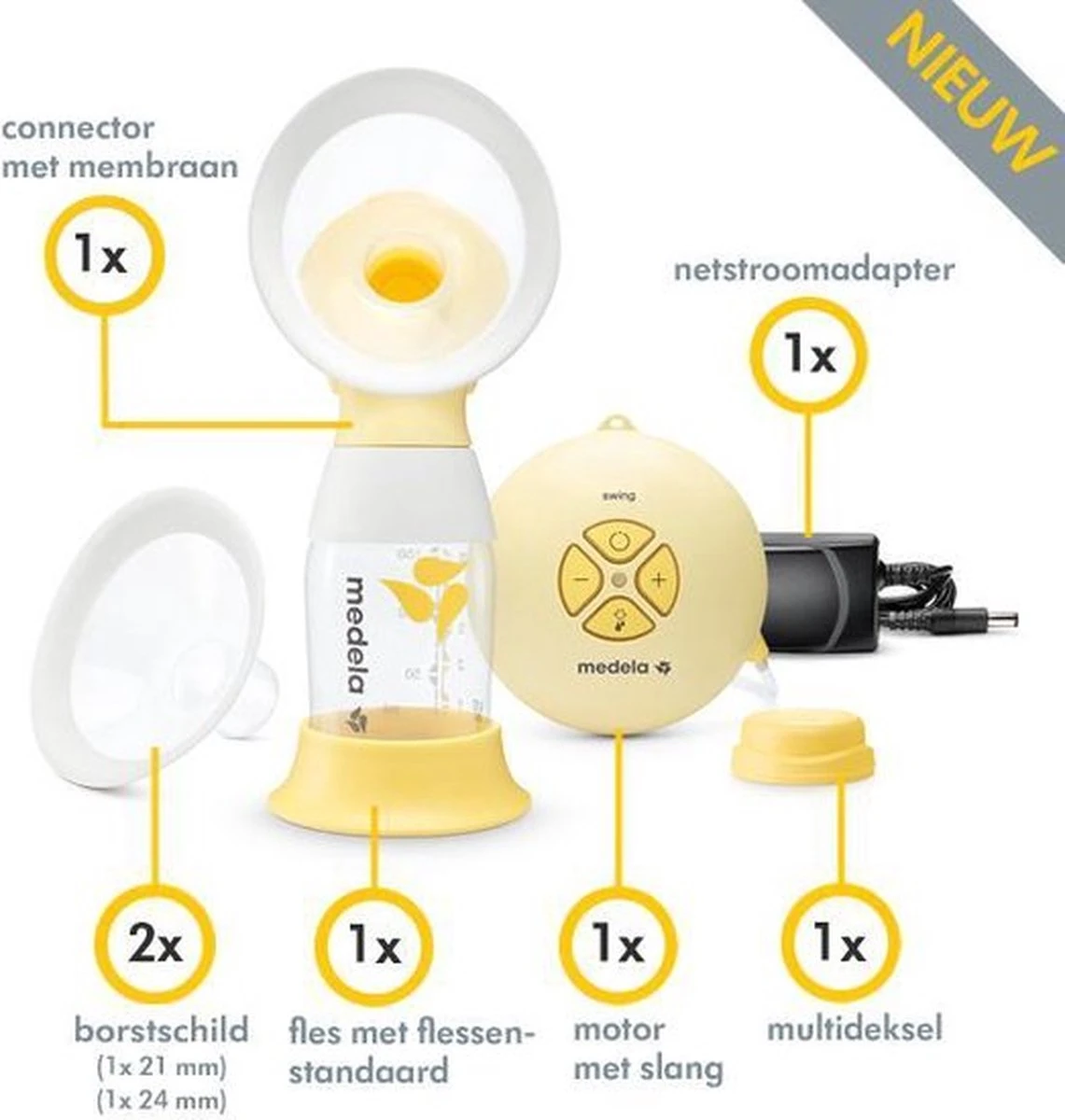 Medela Swing Flex - Enkel Elektrische Borstkolf - Geel 5 Medela Swing Flex - Enkel Elektrische Borstkolf - Geel - Afbeelding 3