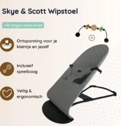 Skye & Scott Wipstoel Baby - Baby Bouncer - Schommelstoel Baby - Baby Swing - Met Speelboog - Grijs -Stokke Verkoop 1148x1200 1