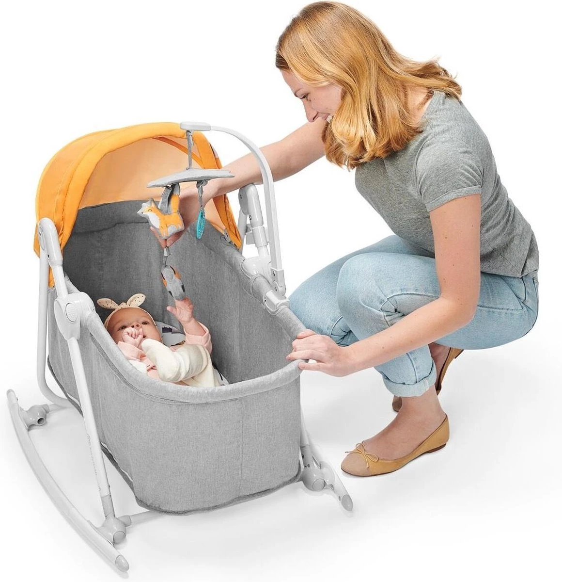 Kinderkraft Nola 5in1 Wieg - Wipstoel - Schommelstoel Forest Yellow 11 Kinderkraft Nola 5in1 Wieg - Wipstoel - Schommelstoel Forest Yellow - Afbeelding 9