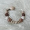 Babybeads - Speenkoord Met Naam - Bruine Tinten Naturel - Kraamcadeau