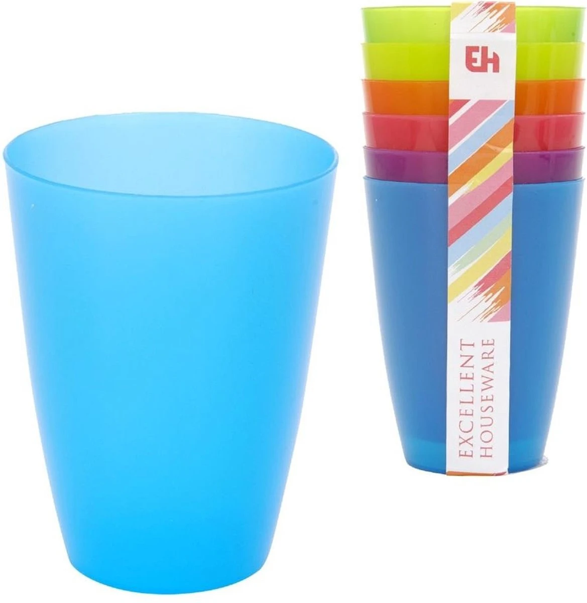 Merkloos Drinkbekers/mokken - 6 Stuks - Gekleurd - Kunststof - 10 Cm - Limonade Bekers 3 Merkloos Drinkbekers/mokken - 6 Stuks - Gekleurd - Kunststof - 10 Cm - Limonade Bekers