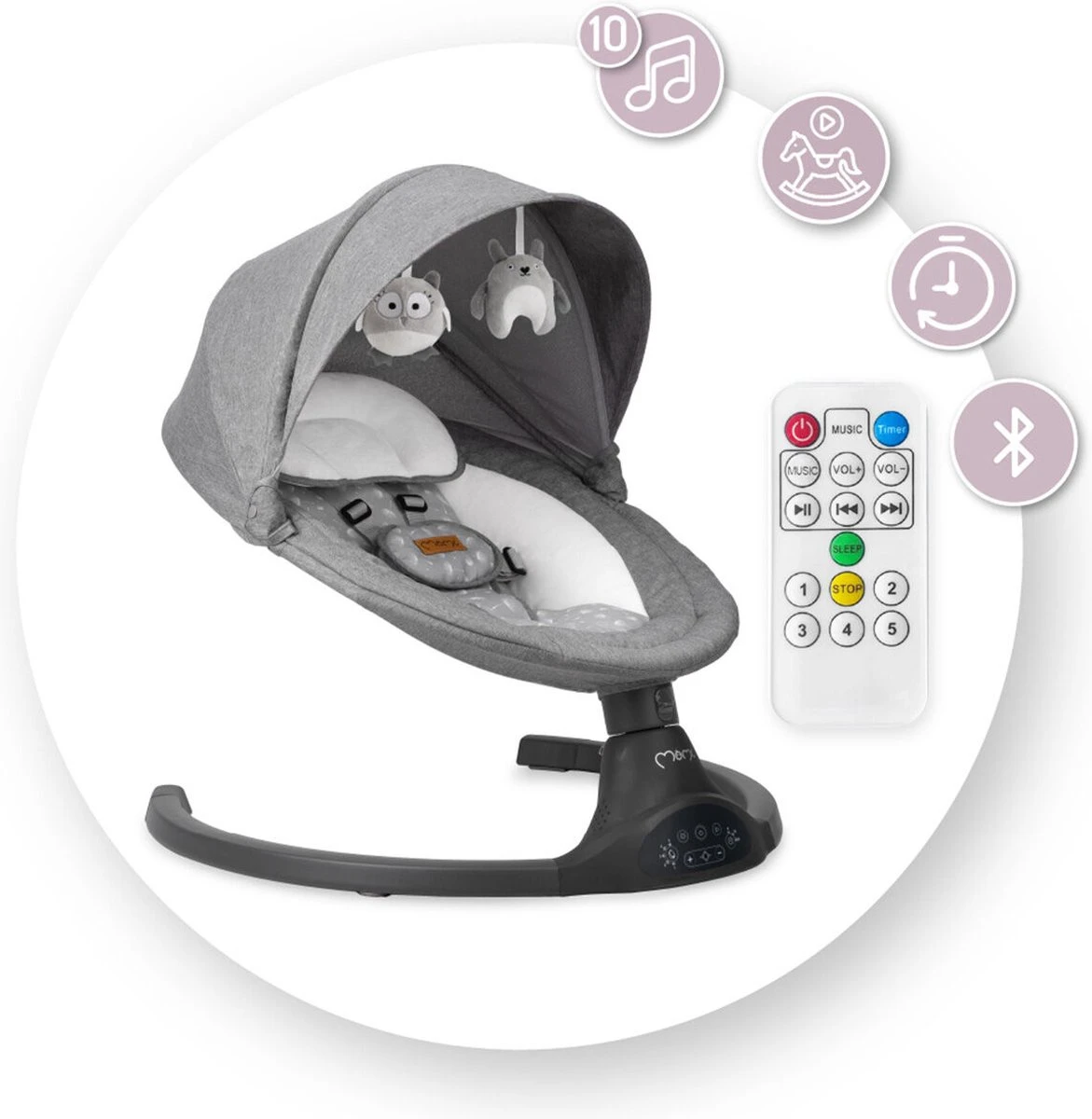 Momi Lami Dark Grey Elektrische Babyschommel BULE00022 12 Momi Lami Dark Grey Elektrische Babyschommel BULE00022 - Afbeelding 10