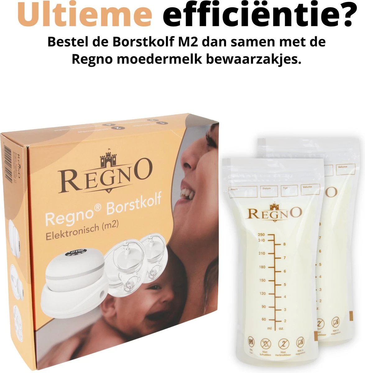 Regno M2 Dubbele Elektrische Borstkolf-LCD Display-Handsfree-2x180ml Kolfapparaat-12 Zuigniveaus 8 Regno M2 Dubbele Elektrische Borstkolf-LCD Display-Handsfree-2x180ml Kolfapparaat-12 Zuigniveaus - Afbeelding 6