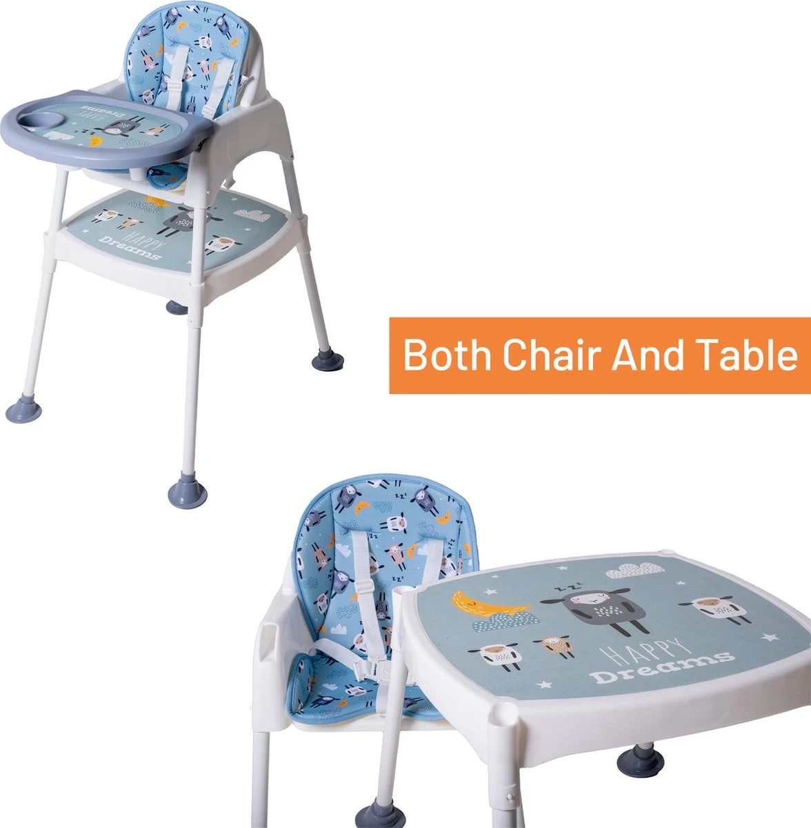 3-in-1 Werktafel Gevoerde Kinderstoel - Lamspatroon 8 3-in-1 Werktafel Gevoerde Kinderstoel - Lamspatroon - Afbeelding 6