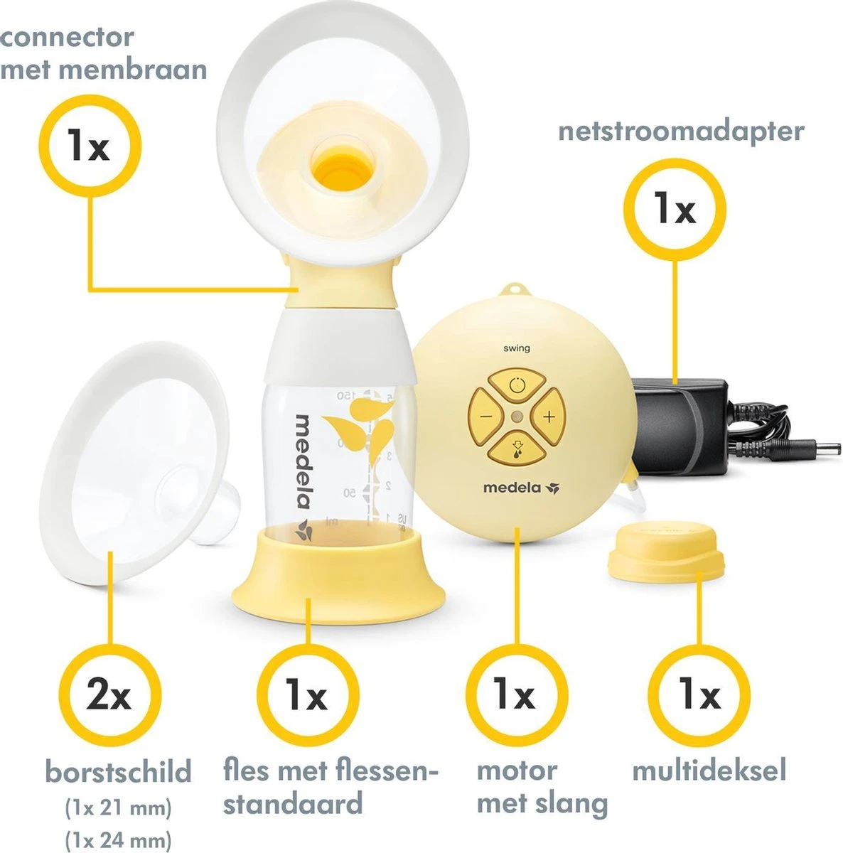 Medela Swing Flex - Enkel Elektrische Borstkolf - Geel 12 Medela Swing Flex - Enkel Elektrische Borstkolf - Geel - Afbeelding 10