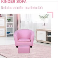 HOMCOM Kinderstoel, Mini-stoel Met Poef, Kinderbank, Meisjes Roze 310-036 -Stokke Verkoop 1190x1200 1