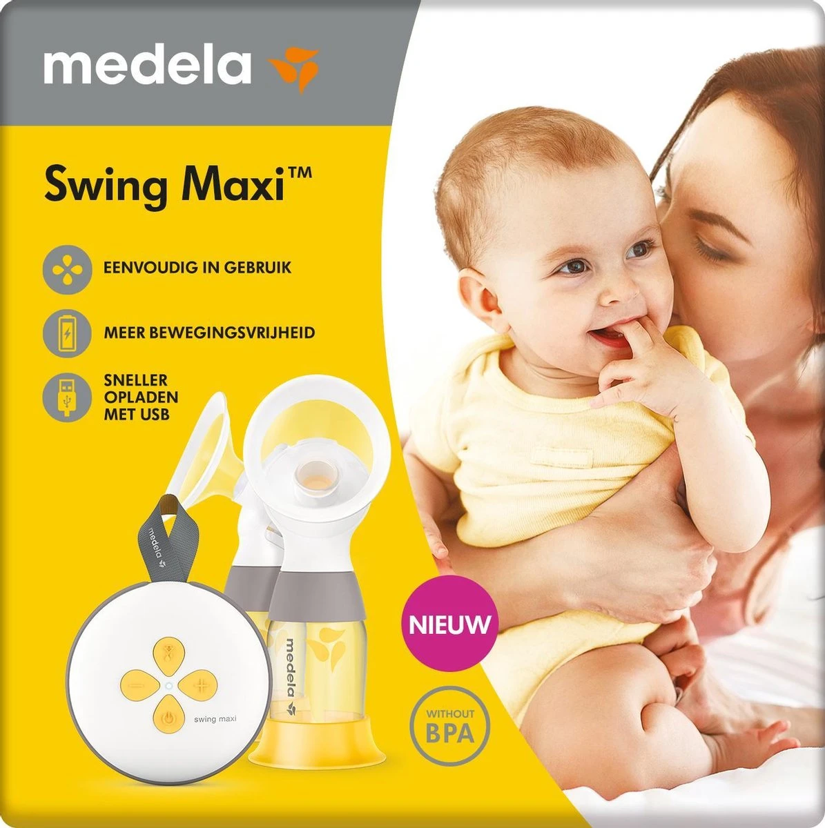Medela Swing Maxi Borstkolf Kolfapparaat NIEUW Dubbele Elektrische Kolf - Oplaadbare Accu - USB Lader 12 Medela Swing Maxi Borstkolf Kolfapparaat NIEUW Dubbele Elektrische Kolf - Oplaadbare Accu - USB Lader - Afbeelding 10