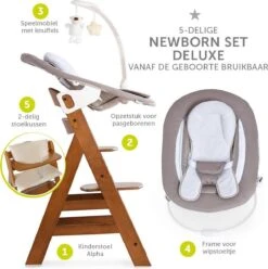 Hauck Alpha Plus Kinderstoel - Newborn Set Deluxe - Walnoot -Stokke Verkoop 1195x1200