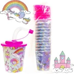 Merkloos Decopatent® 12 STUKS UNICORN / EENHOORN 3D Drink Beker Met Rietje En Deksel - 250ML - Unicorns Plastic Bekers - Kinderfeestje - Kinderverjaardag Bekertjes - Traktatie - Uitdeelcadeaus -Stokke Verkoop 1198x1200 15