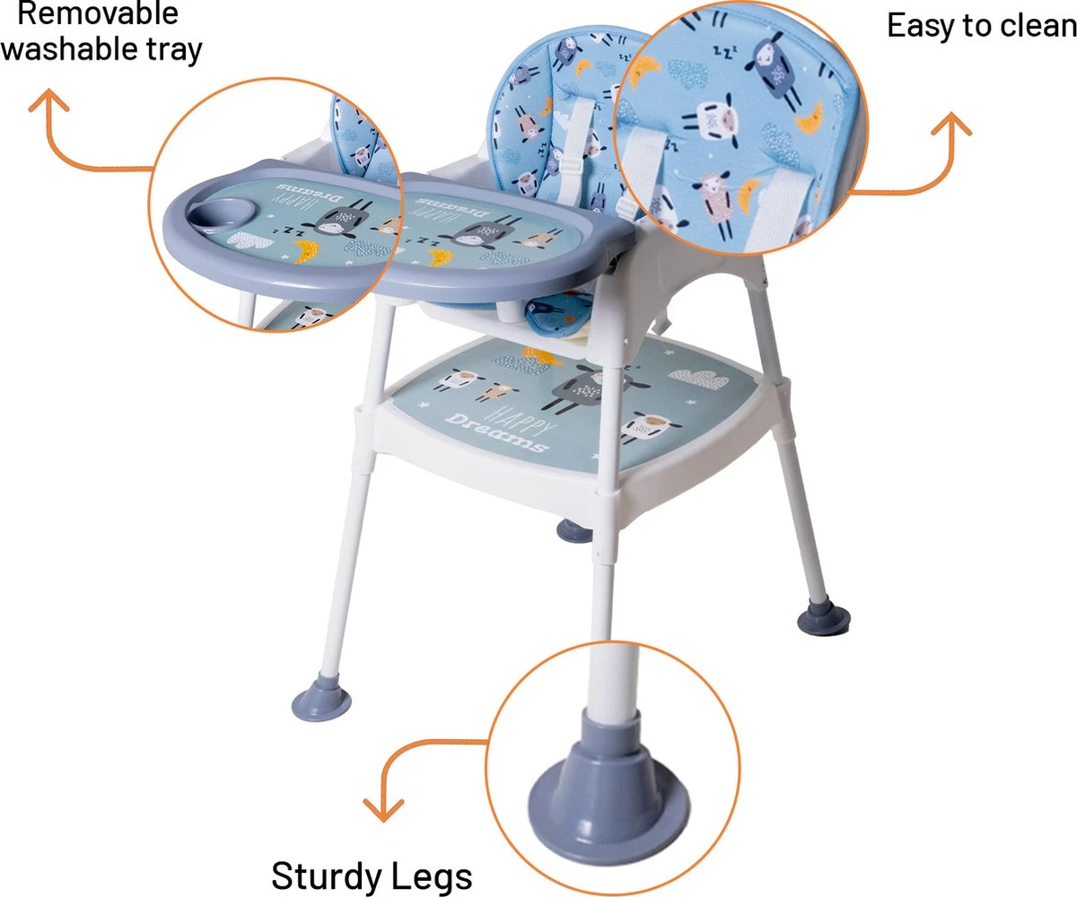 3-in-1 Werktafel Gevoerde Kinderstoel - Lamspatroon 9 3-in-1 Werktafel Gevoerde Kinderstoel - Lamspatroon - Afbeelding 7