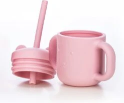 FreeON Siliconen Drinkbeker Met Rietje En Handgrepen - Rietjesbeker Voor Baby - Peuter En Kleuter - Kitty - Roze -Stokke Verkoop 1200x1002 2