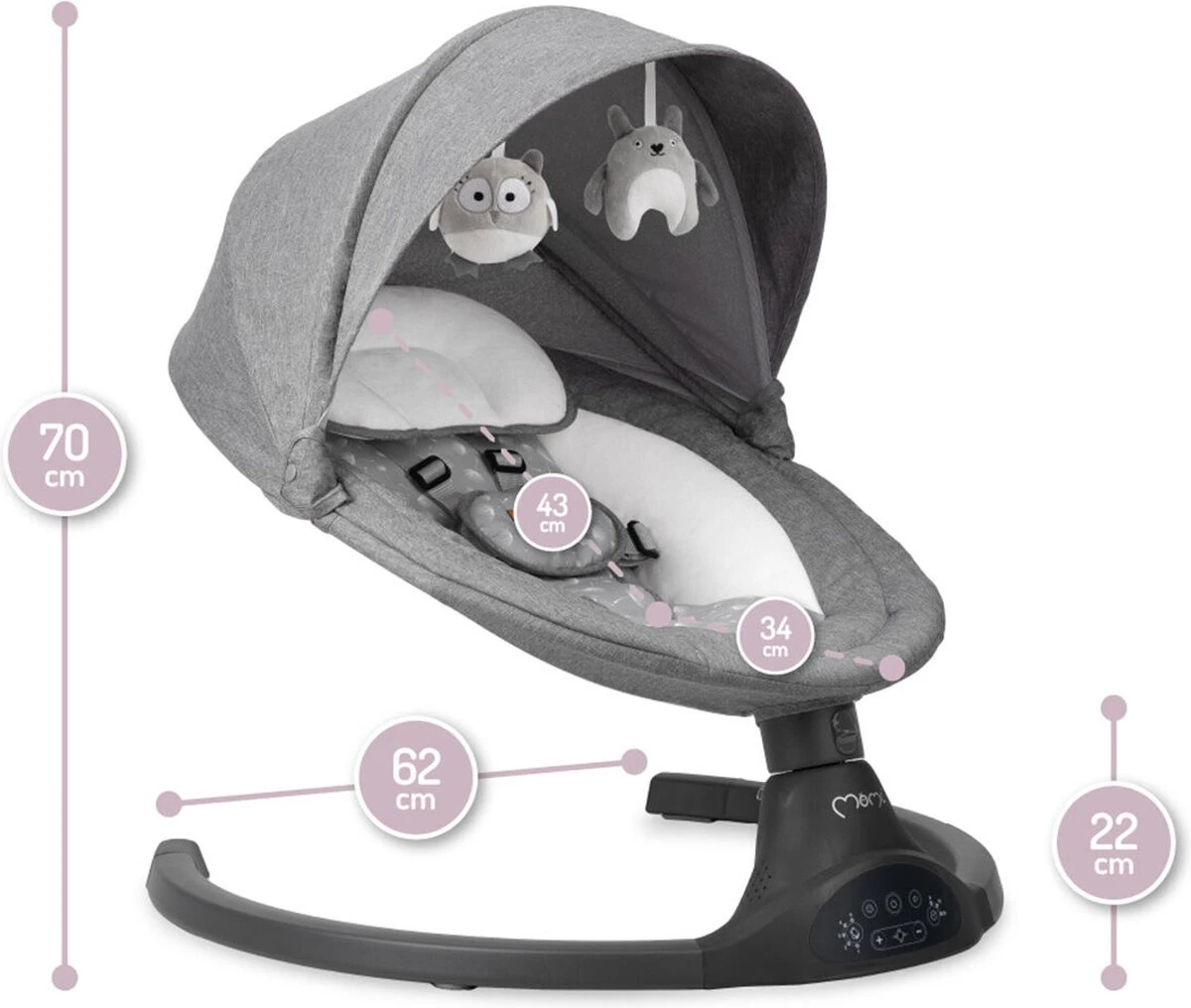 Momi Lami Dark Grey Elektrische Babyschommel BULE00022 10 Momi Lami Dark Grey Elektrische Babyschommel BULE00022 - Afbeelding 8