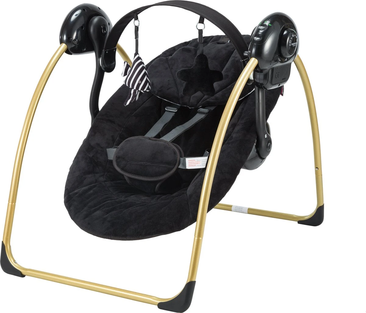X Adventure Baby Swing Elektrisch & Portable - Black & Gold 3 X Adventure Baby Swing Elektrisch & Portable - Black & Gold