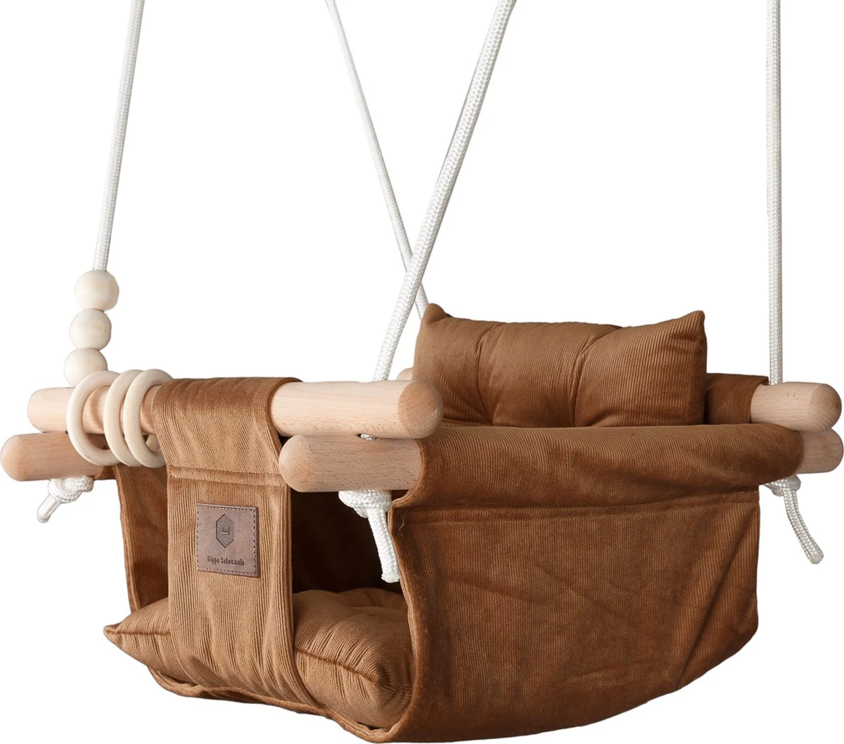 Baby / Kinder Schommel Voor Binnen Of Buiten! - Luxe Baby Swing Corduroy - Ribstof Bruin - Ribfluweel - Schommelstoel Inclusief Kussens, Bevestigingsmaterialen En Veiligheidsriem 4 Baby / Kinder Schommel Voor Binnen Of Buiten! - Luxe Baby Swing Corduroy - Ribstof Bruin - Ribfluweel - Schommelstoel Inclusief Kussens, Bevestigingsmaterialen En Veiligheidsriem - Afbeelding 2