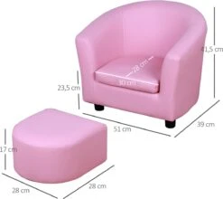 HOMCOM Kinderstoel, Mini-stoel Met Poef, Kinderbank, Meisjes Roze 310-036 -Stokke Verkoop 1200x1070 3