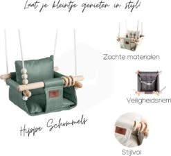 Baby / Kinder Schommel Voor Binnen Of Buiten! - Luxe Baby Swing ZeeGroen - Schommelstoel Inclusief Zachte Kussens En Bevestigingsmaterialen -Stokke Verkoop 1200x1092 10