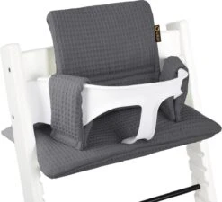 Ukje Stoelverkleiner - Geschikt Voor Stokke Tripp Trapp - Kinderstoel - Kussenset - Grijs - Wafelstof - Extra Dik