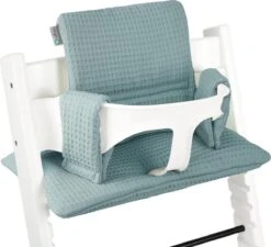 Ukje Stoelverkleiner - Geschikt Voor Stokke Tripp Trapp - Kinderstoel - Kussenset - Jade - Wafelstof - Extra Dik