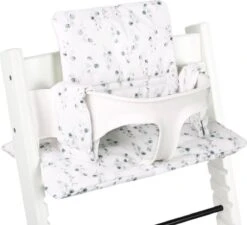 Ukje Stoelverkleiner - Geschikt Voor Stokke Tripp Trapp - Geplastificeerd - Kinderstoel - Kussenset - Wit - Eucalyptus Print - Extra Dik