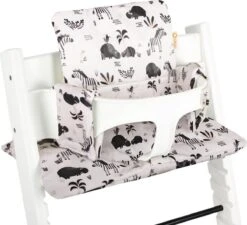 Ukje Stoelverkleiner - Geschikt Voor Stokke Tripp Trapp - Geplastificeerd - Kinderstoel - Kussenset - Wit Zebra - Extra Dik