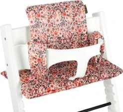 Ukje Stoelverkleiner - Kussenset - Geschikt Voor Stokke Tripp Trapp Kinderstoel - Geplastificeerd - Roze - Bloemen Print - Extra Dik