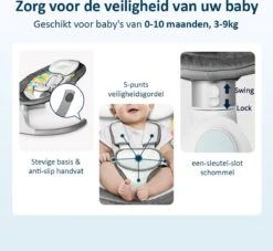 Merkloos Elektrisch Wipstoel - Baby Schommelstoel - Elektrische Babyschommel - Babyswing - Wipstoeltjes Voor Baby Met Klamboe - Grijs -Stokke Verkoop 1200x1105