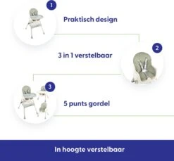 Merkloos Kinderstoel 3 In 1 Verstelbaar - Stoel - Kinderzitje - Stoeltje - Stoelen - Voederstoel - Eetstoel - Combistoel - Baby Eetstoel - Kinderstoel Voor Baby's - Klaptafel 5-punts Gordel - Groen -Stokke Verkoop 1200x1112 3