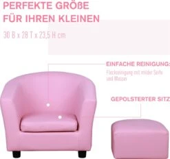 HOMCOM Kinderstoel, Mini-stoel Met Poef, Kinderbank, Meisjes Roze 310-036 -Stokke Verkoop 1200x1128 5