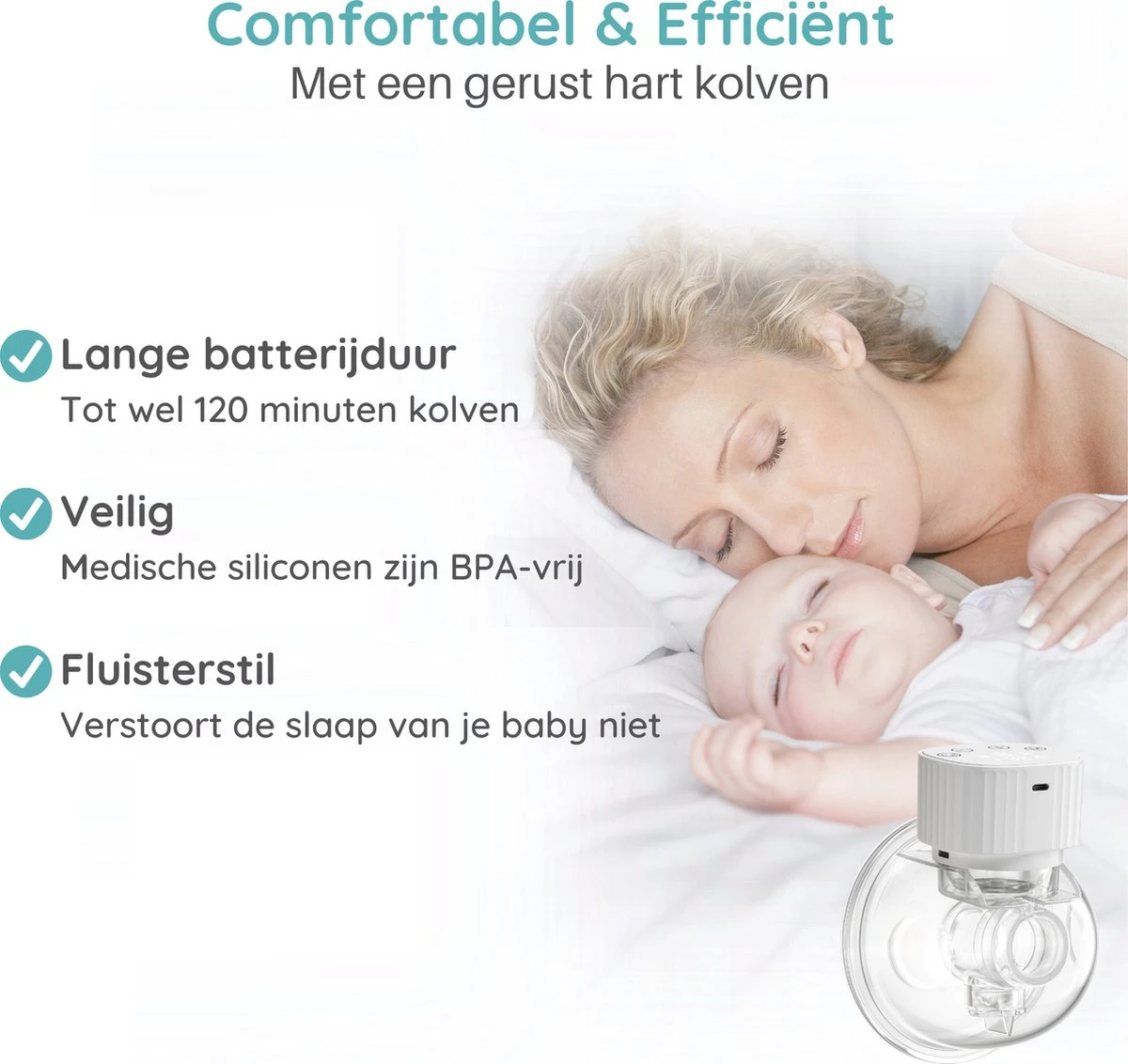 Elektrische Dubbele Borstkolf - Handsfree & Draadloos - Incl. 5 Moedermelk Bewaarzakjes - Electrisch - BPA Vrij 7 Elektrische Dubbele Borstkolf - Handsfree & Draadloos - Incl. 5 Moedermelk Bewaarzakjes - Electrisch - BPA Vrij - Afbeelding 5