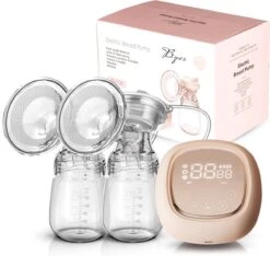 BYER Borstkolf - Dubbele Elektrische Kolf - Oplaadbare Accu - Inclusief 2x180 Ml Babyfles + Speen
