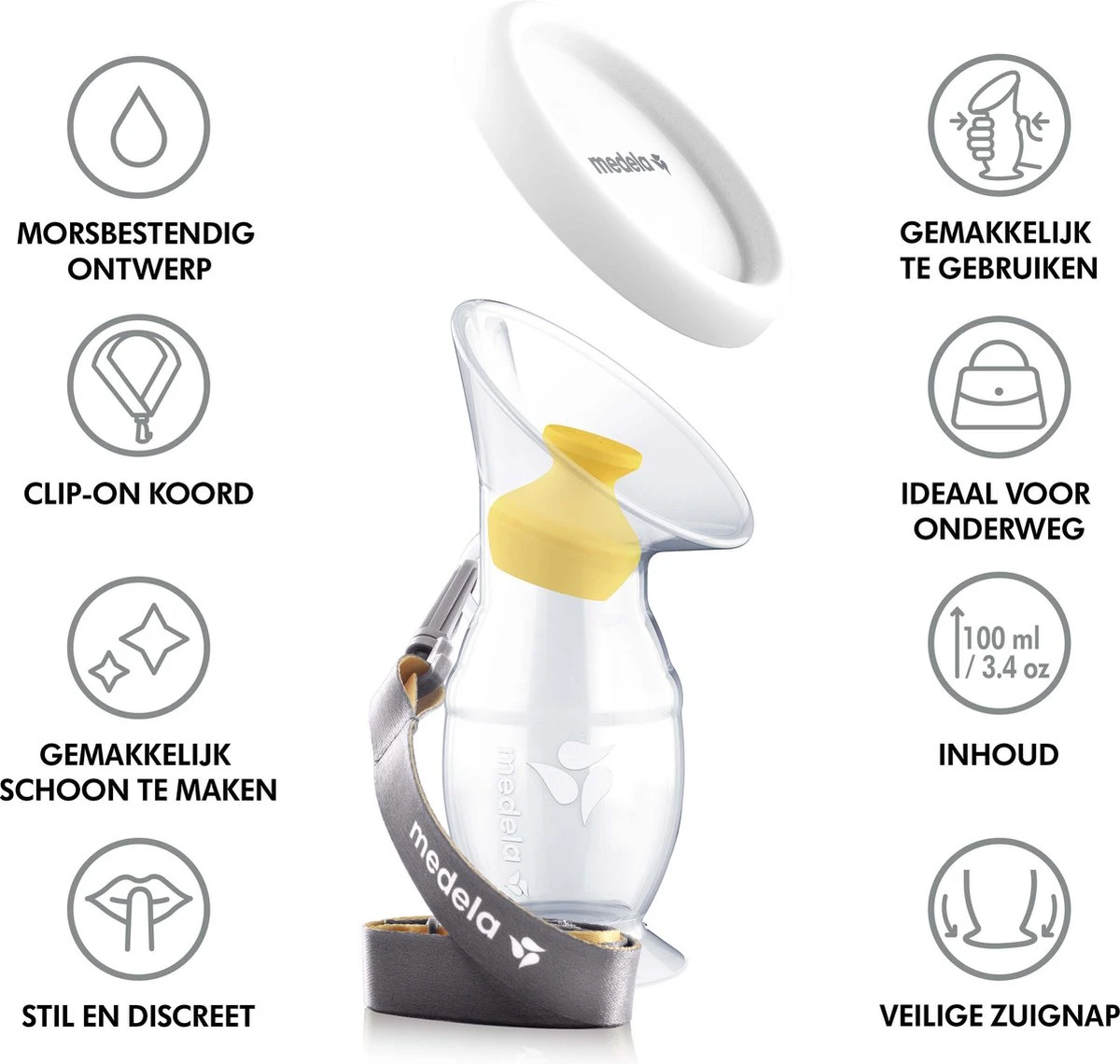 Medela Siliconen Moedermelkcollector - Melk Collector Borstvoeding - Siliconen Borstkolf - 100 Ml Moedermelk 5 Medela Siliconen Moedermelkcollector - Melk Collector Borstvoeding - Siliconen Borstkolf - 100 Ml Moedermelk - Afbeelding 3