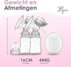 BYER Elektrische Dubbele Borstkolf Kolfapparaat - Luxe Comfort Kolfset - 2X Babyfles/Kolf - 100% BPA-Vrije Borstpomp - 150 Ml -Stokke Verkoop 1200x1141 5