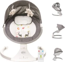 4Baby Rock 'n Relax Grijs - Babyschommel - Elektronische BabySwing - 5 Snelheden - Inclusief Accessoires -Stokke Verkoop 1200x1143 1