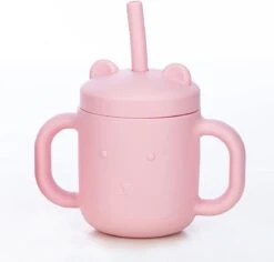 FreeON Siliconen Drinkbeker Met Rietje En Handgrepen - Rietjesbeker Voor Baby - Peuter En Kleuter - Kitty - Roze -Stokke Verkoop 1200x1145 4