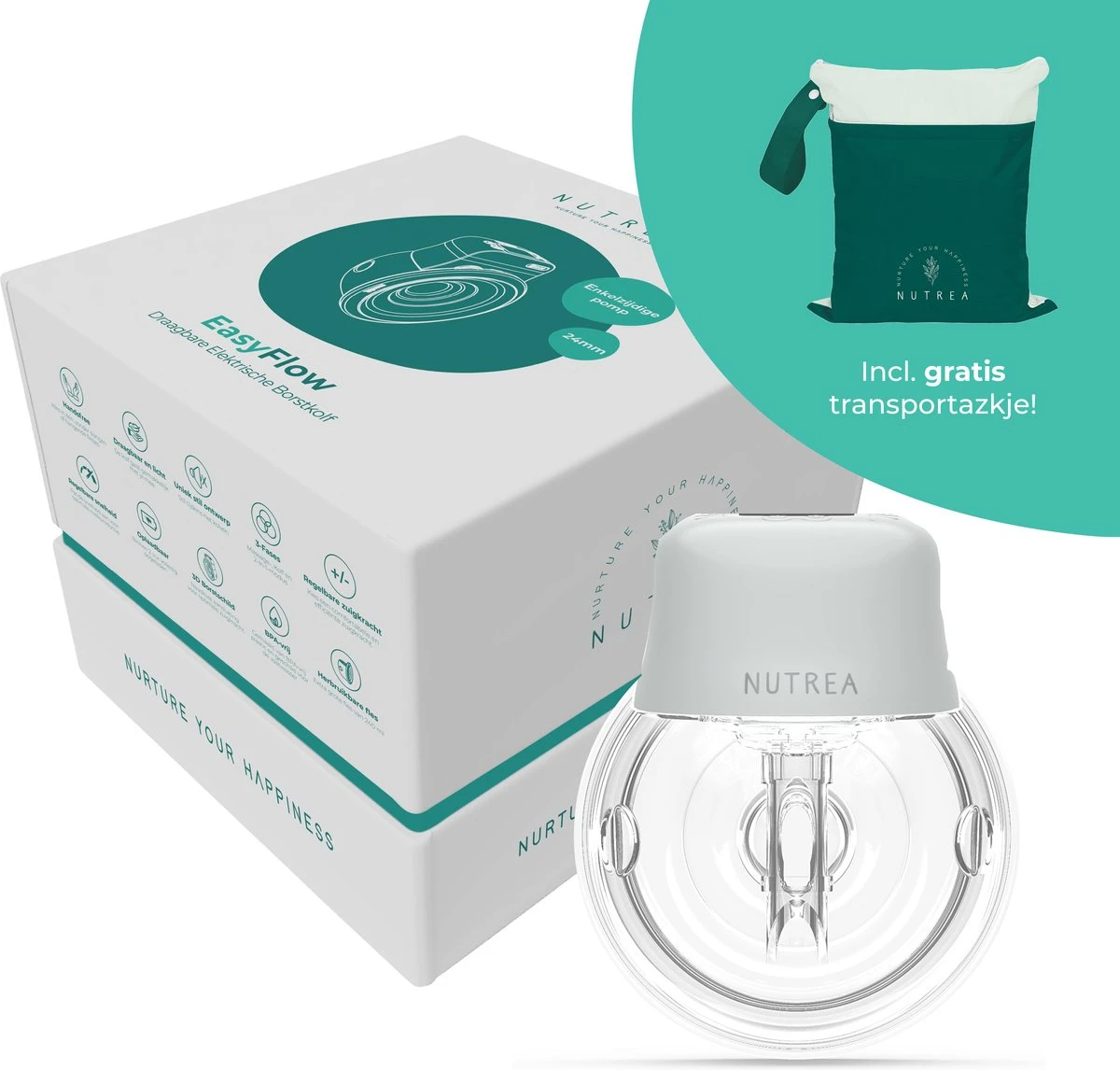 Nutrea EasyFlow 2 Stuks – Elektrische Draadloze Borstkolf 22 Mm – Handsfree Borstkolf – Oplaadbare Accu – Snelheid Aanpasbaar 4 Nutrea EasyFlow 2 Stuks – Elektrische Draadloze Borstkolf 22 Mm – Handsfree Borstkolf – Oplaadbare Accu – Snelheid Aanpasbaar - Afbeelding 2