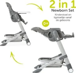 Hauck Grow Up Inklapbare Kinderstoel - Met Ligfunctie En Eetblad - Grijs Melange -Stokke Verkoop 1200x1161 1