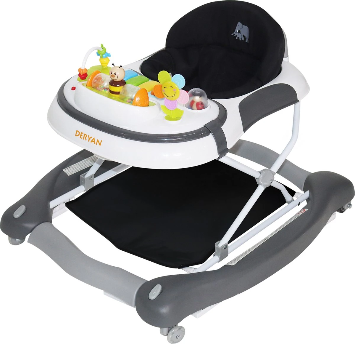 Deryan Luxe Loopstoel - Schommelfunctie -Inclusief Speelset En Dienblad - Grijs 3 Deryan Luxe Loopstoel - Schommelfunctie -Inclusief Speelset En Dienblad - Grijs