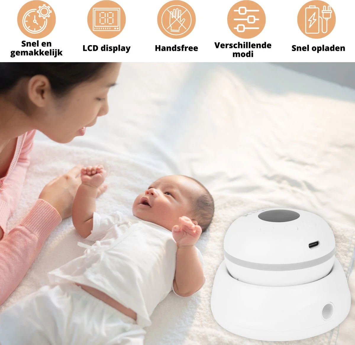 Regno M2 Dubbele Elektrische Borstkolf-LCD Display-Handsfree-2x180ml Kolfapparaat-12 Zuigniveaus 5 Regno M2 Dubbele Elektrische Borstkolf-LCD Display-Handsfree-2x180ml Kolfapparaat-12 Zuigniveaus - Afbeelding 3