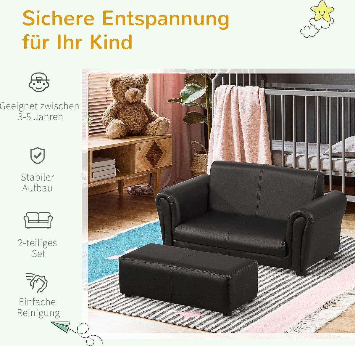 HOMCOM Kinderbank Kinderstoel Kindertafel Met Stoel Kindermeubel Kinderkamer 310-005 4 HOMCOM Kinderbank Kinderstoel Kindertafel Met Stoel Kindermeubel Kinderkamer 310-005 - Afbeelding 2